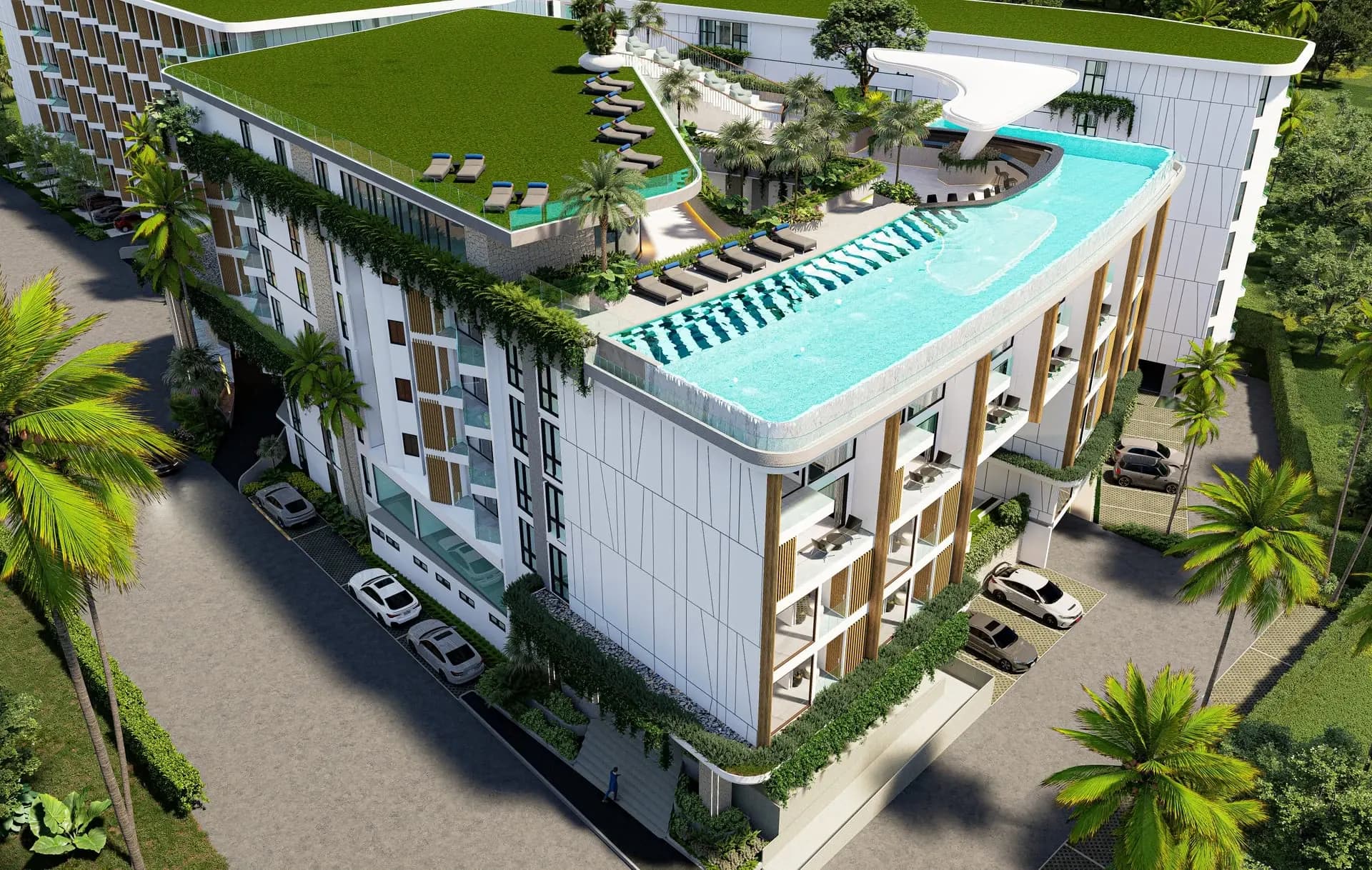 Citygate De Phuket rooftop pool from above — rendering